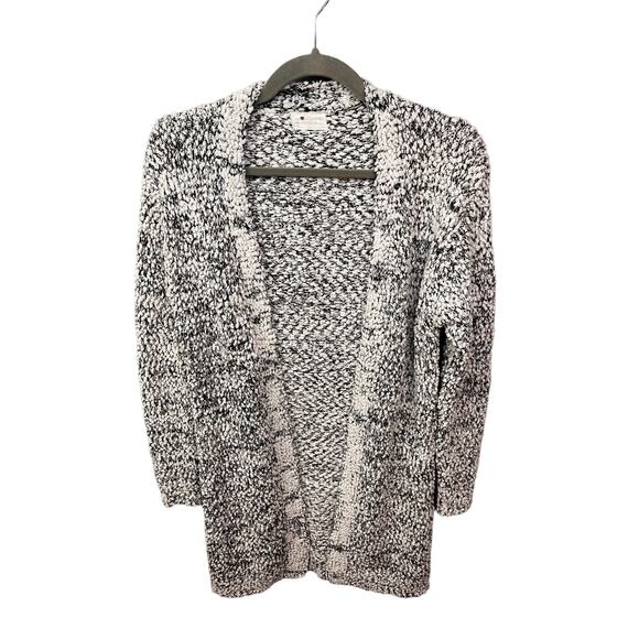 Poof Open front Long‎ cardigan Womens Medim Popcorn Black White Sweater Layers - Picture 1 of 7